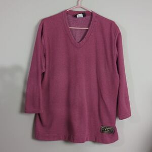 Vintage Boca ribbed fleece v-neck pink size small